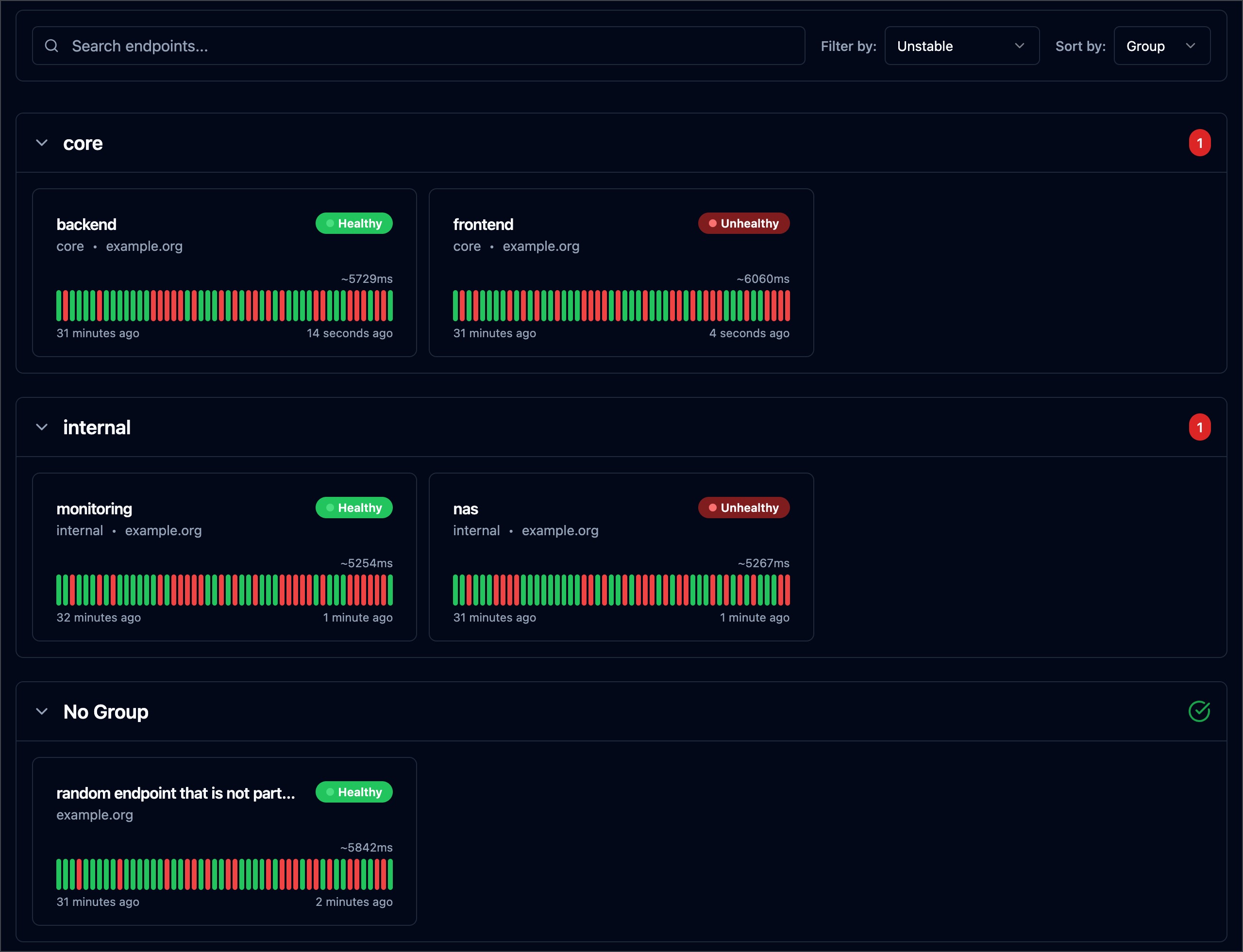 Gatus Endpoint Groups